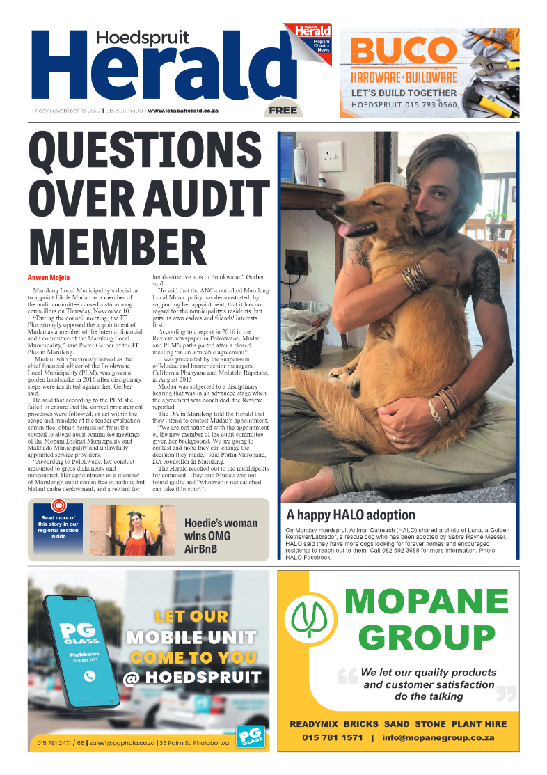 Hoedspruit Herald page 1