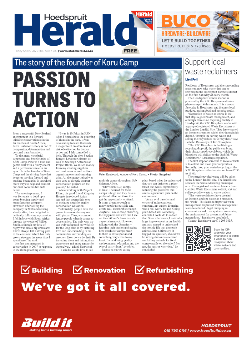 Hoedspruit Herald page 1