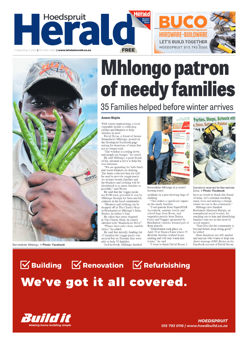 Hoedspruit Herald page 1