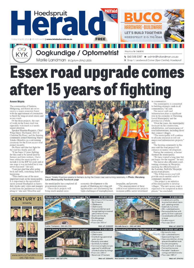 Hoedspruit Herald page 1