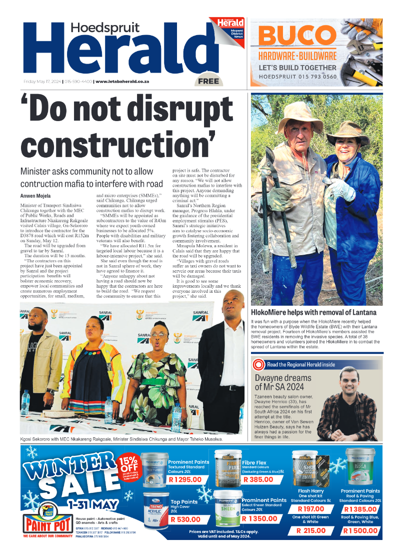 Hoedspruit Herald page 1