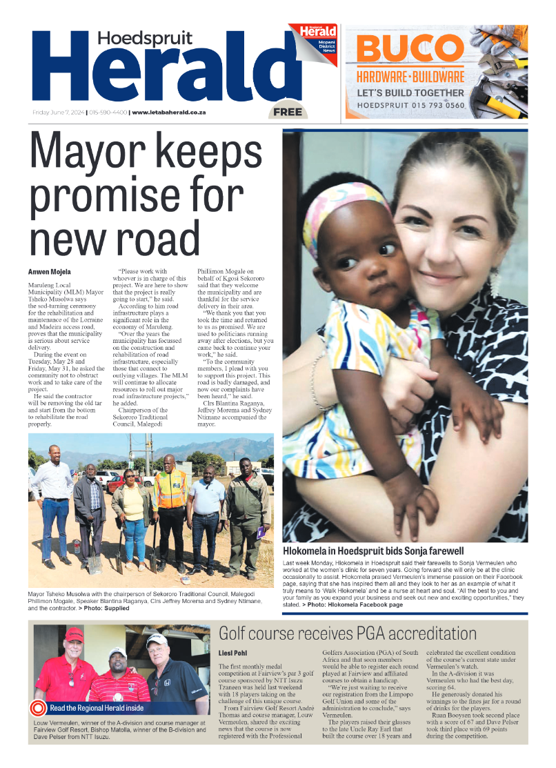 Hoedspruit Herald page 1