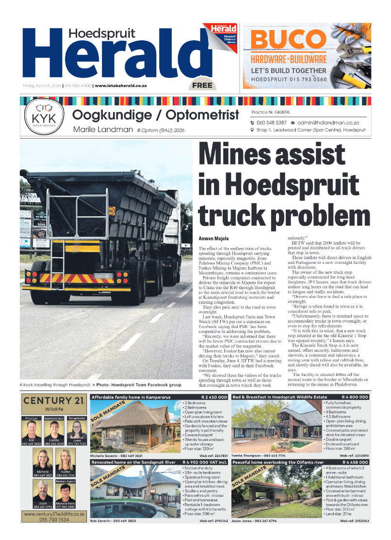 Hoedspruit Herald page 1