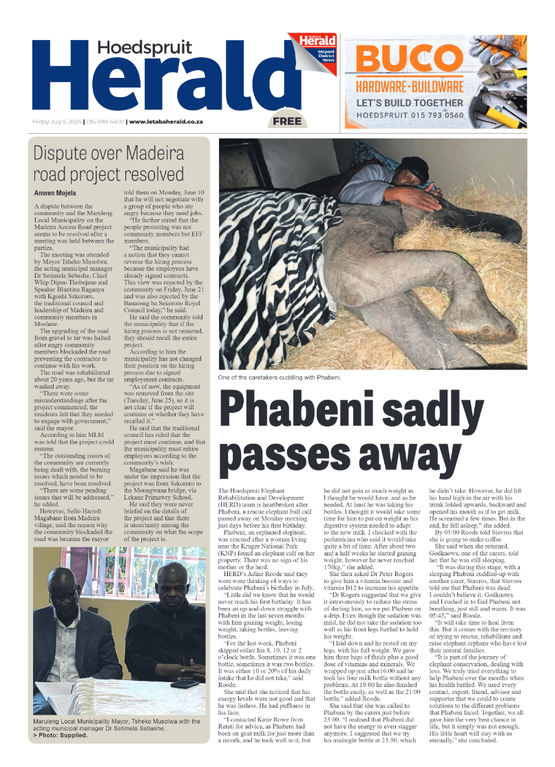 Hoedspruit Herald page 1