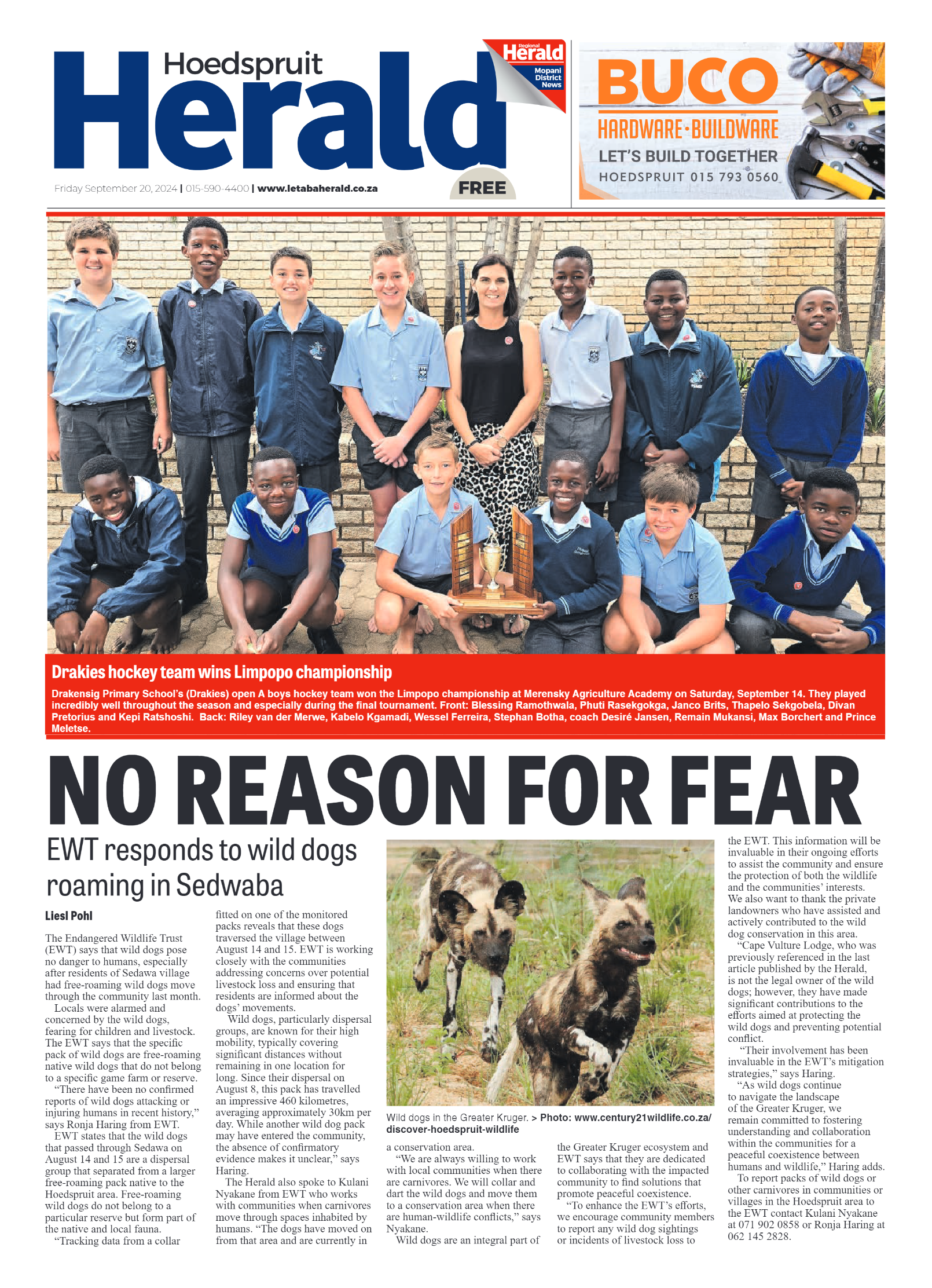 Hoedspruit Herald page 1
