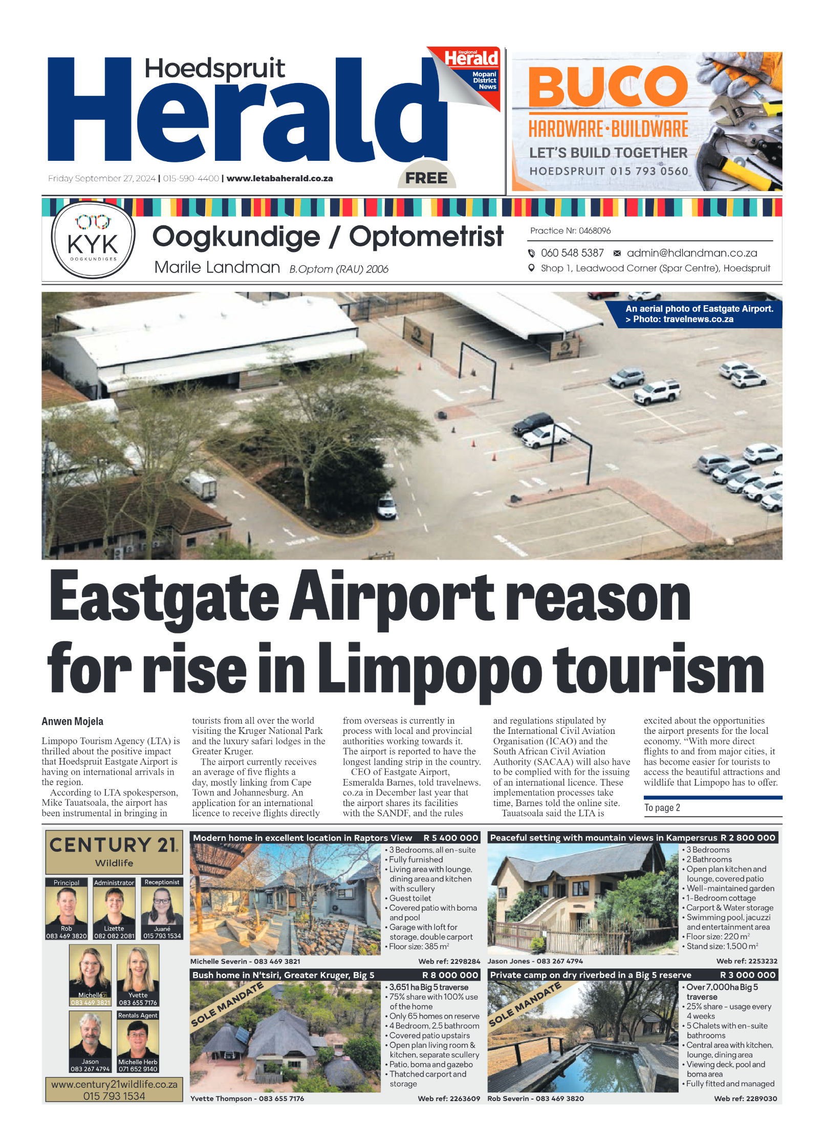 Hoedspruit Herald page 1