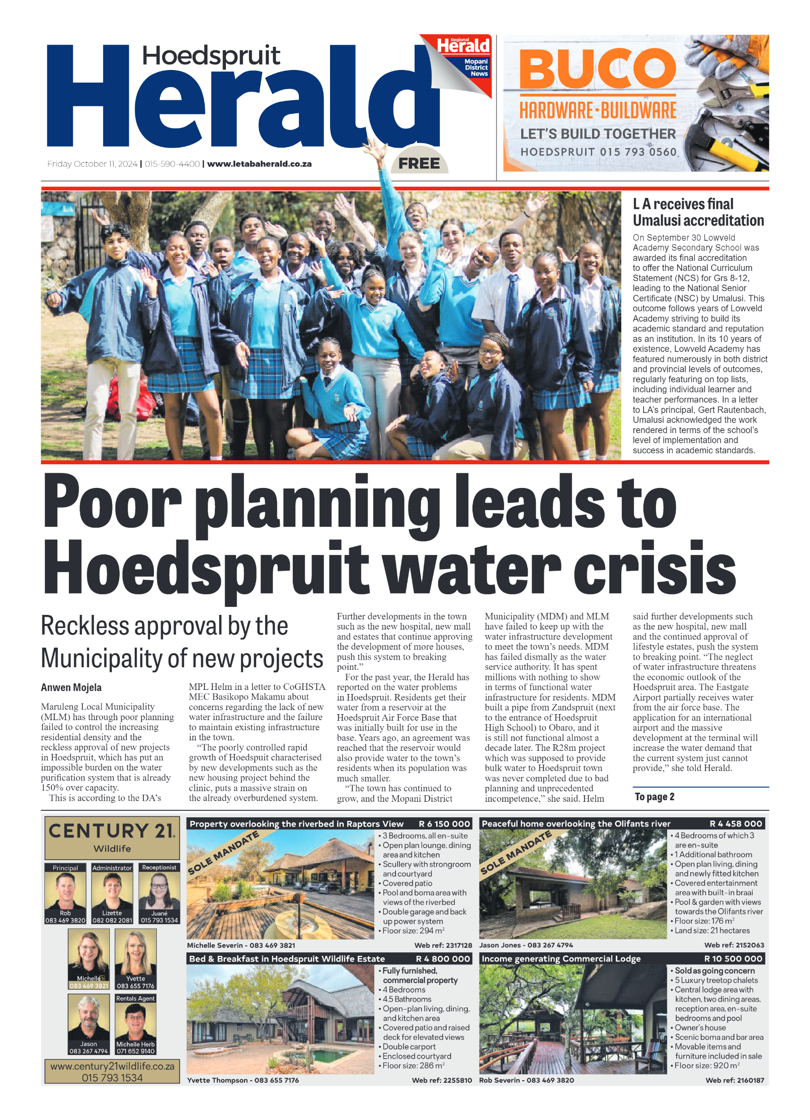 Hoedspruit Herald page 1