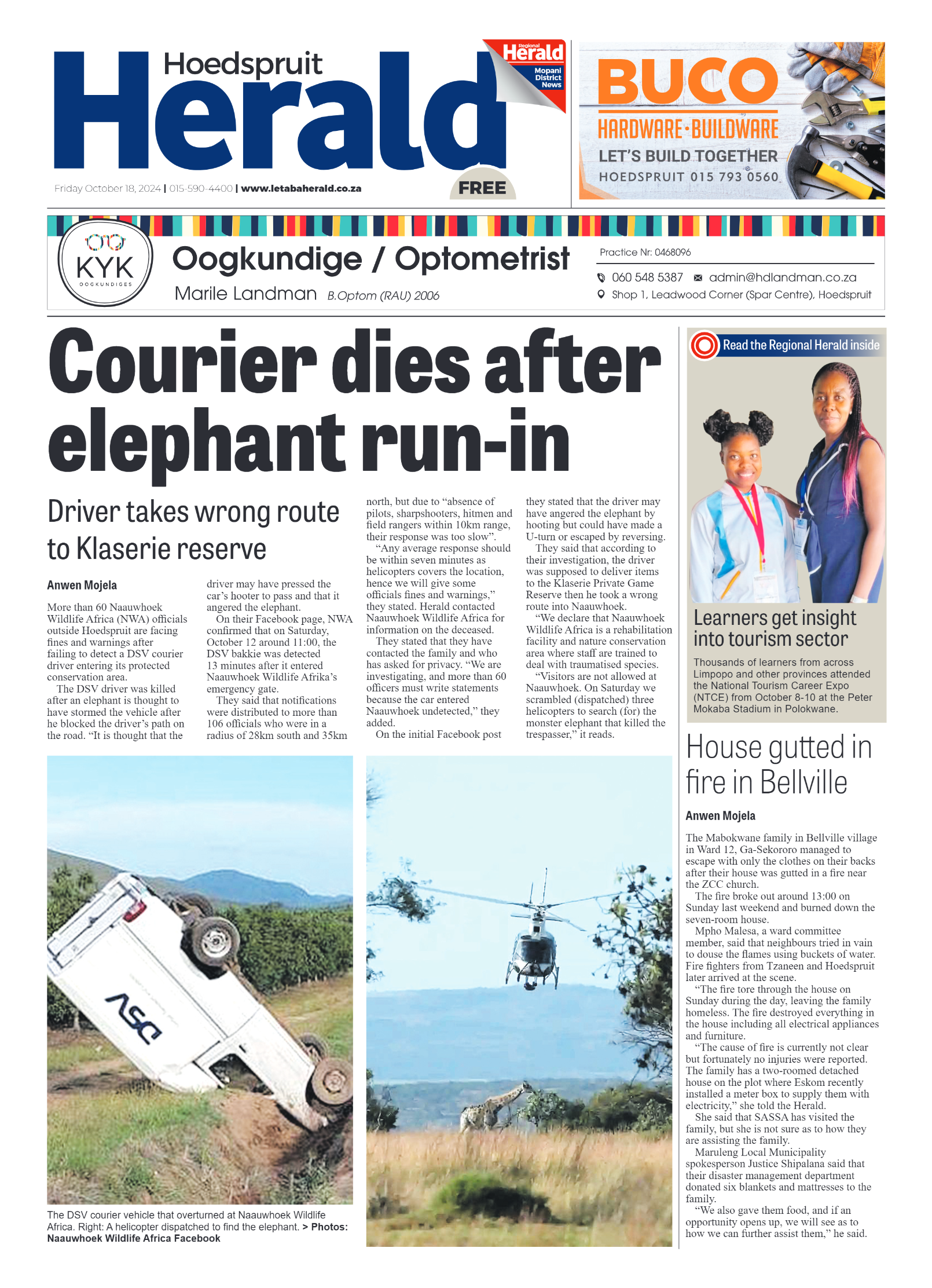 Hoedspruit Herald page 1
