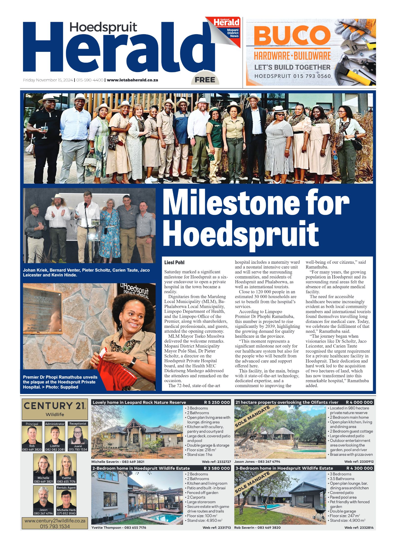 Hoedspruit Herald page 1