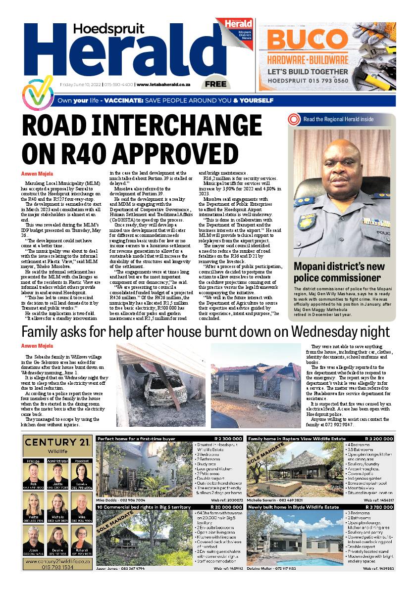 Hoedspruit Herald page 1