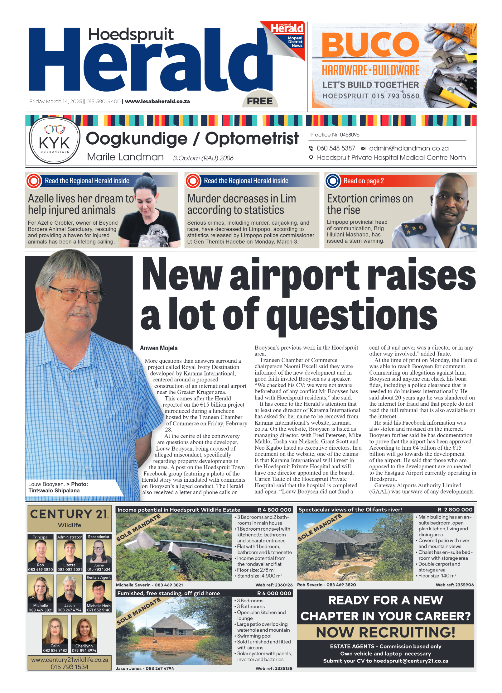 Hoedspruit Herald page 1