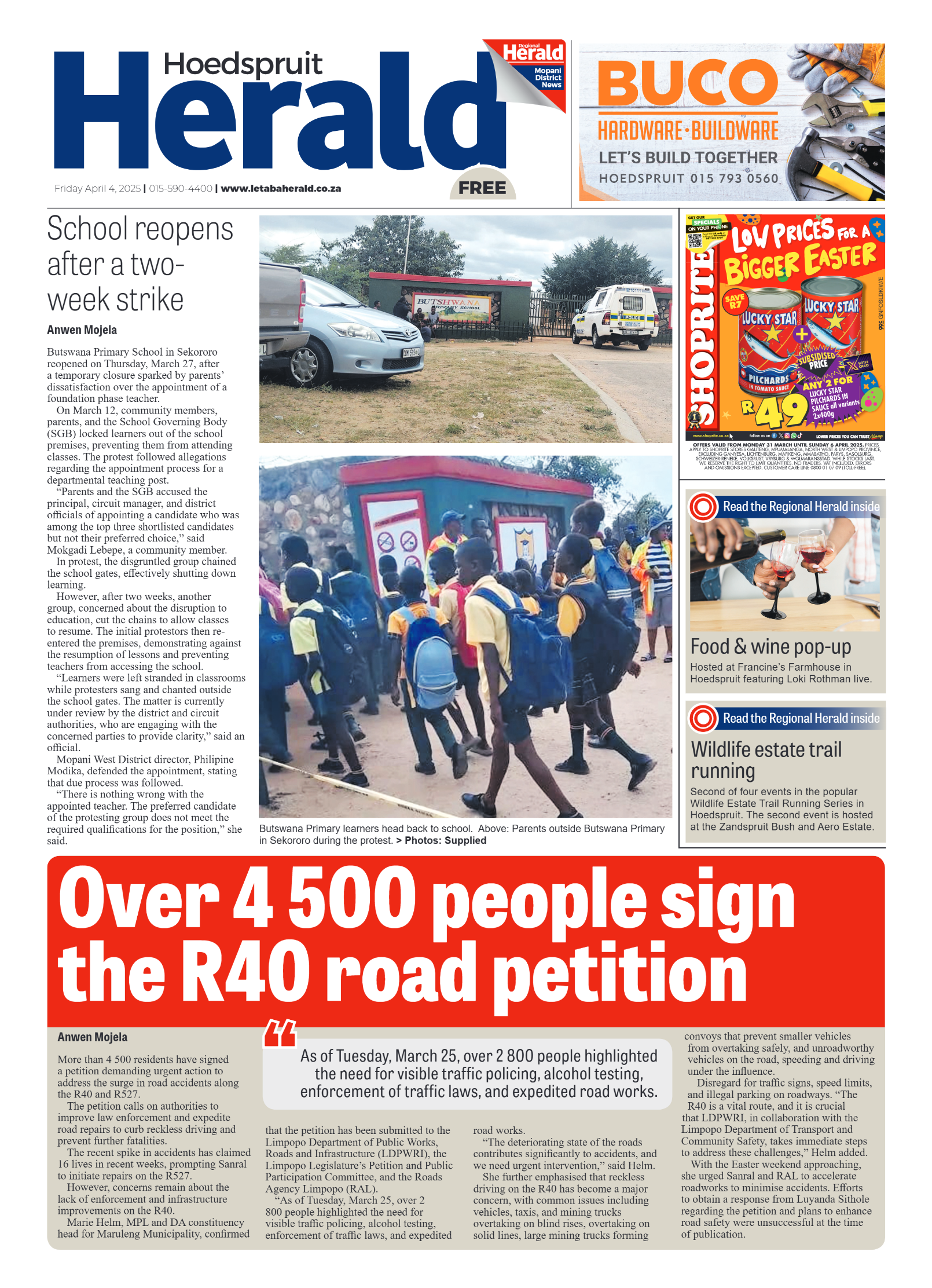 Hoedspruit Herald page 1