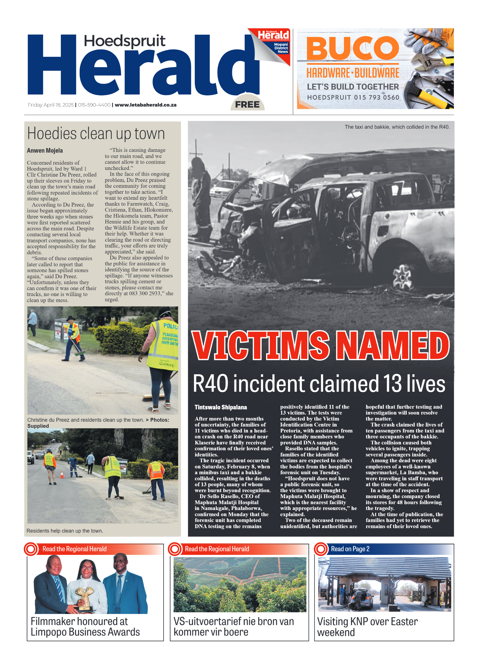 Hoedspruit Herald page 1