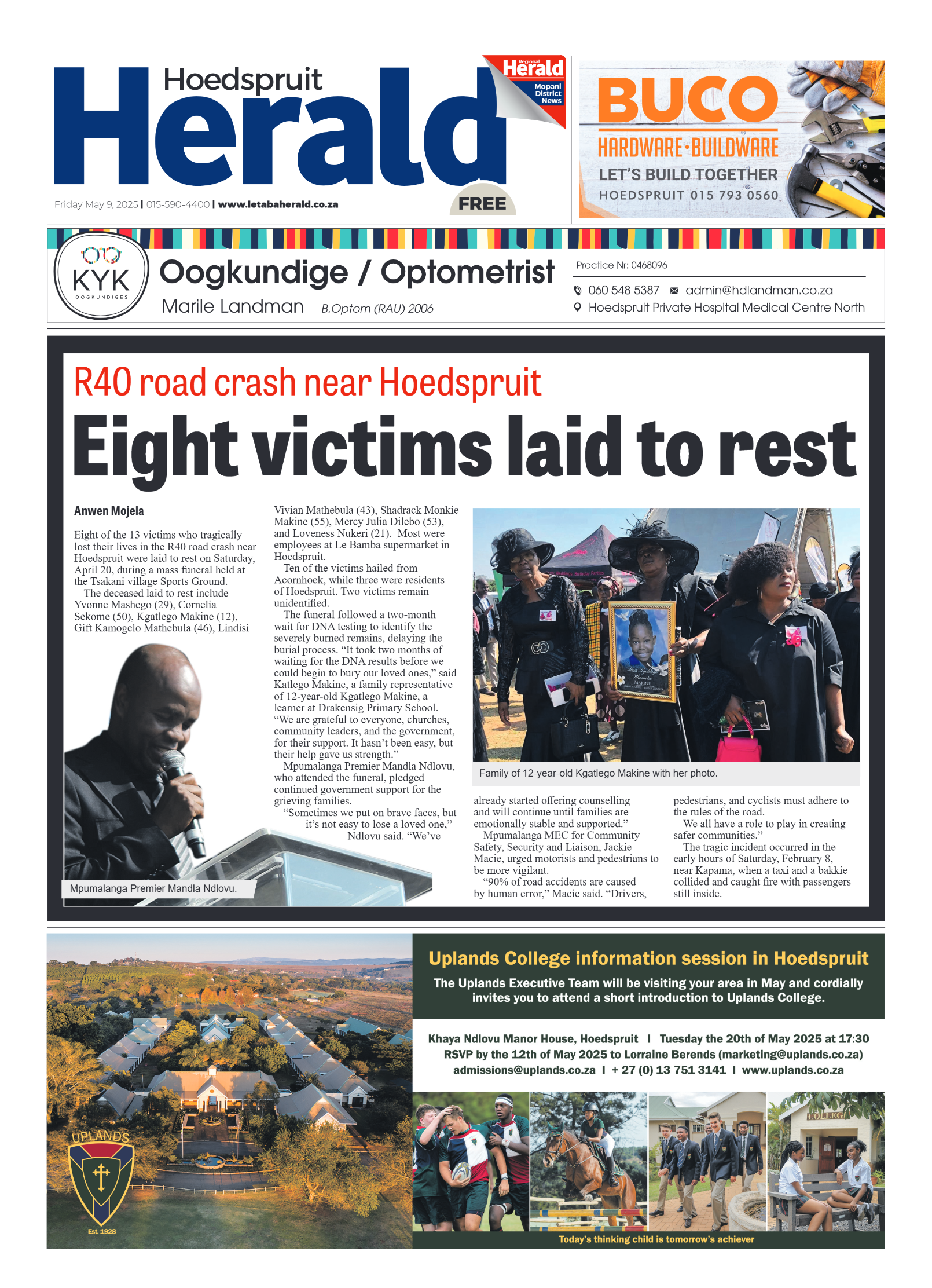 Hoedspruit Herald page 1