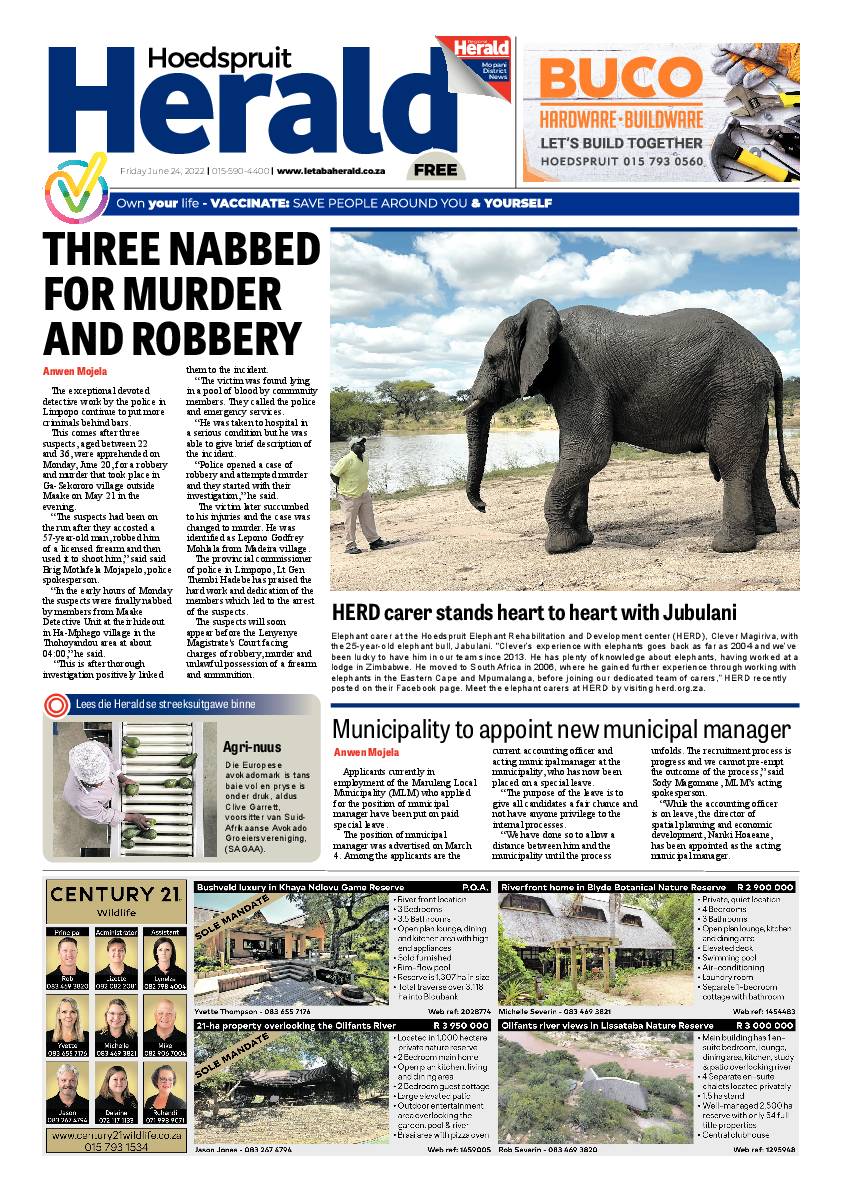 Hoedspruit Herald page 1