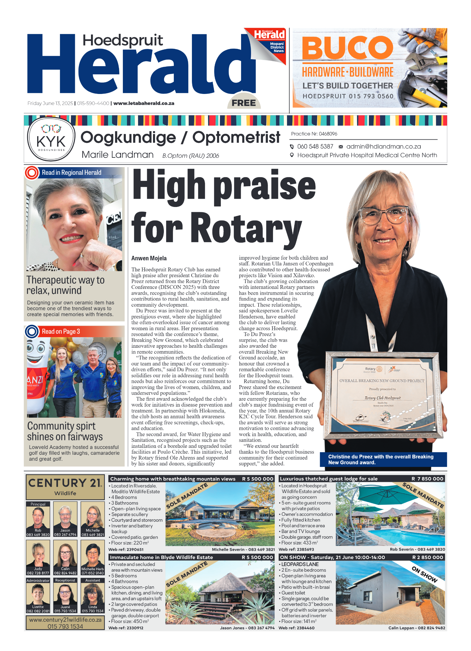 Hoedspruit Herald page 1