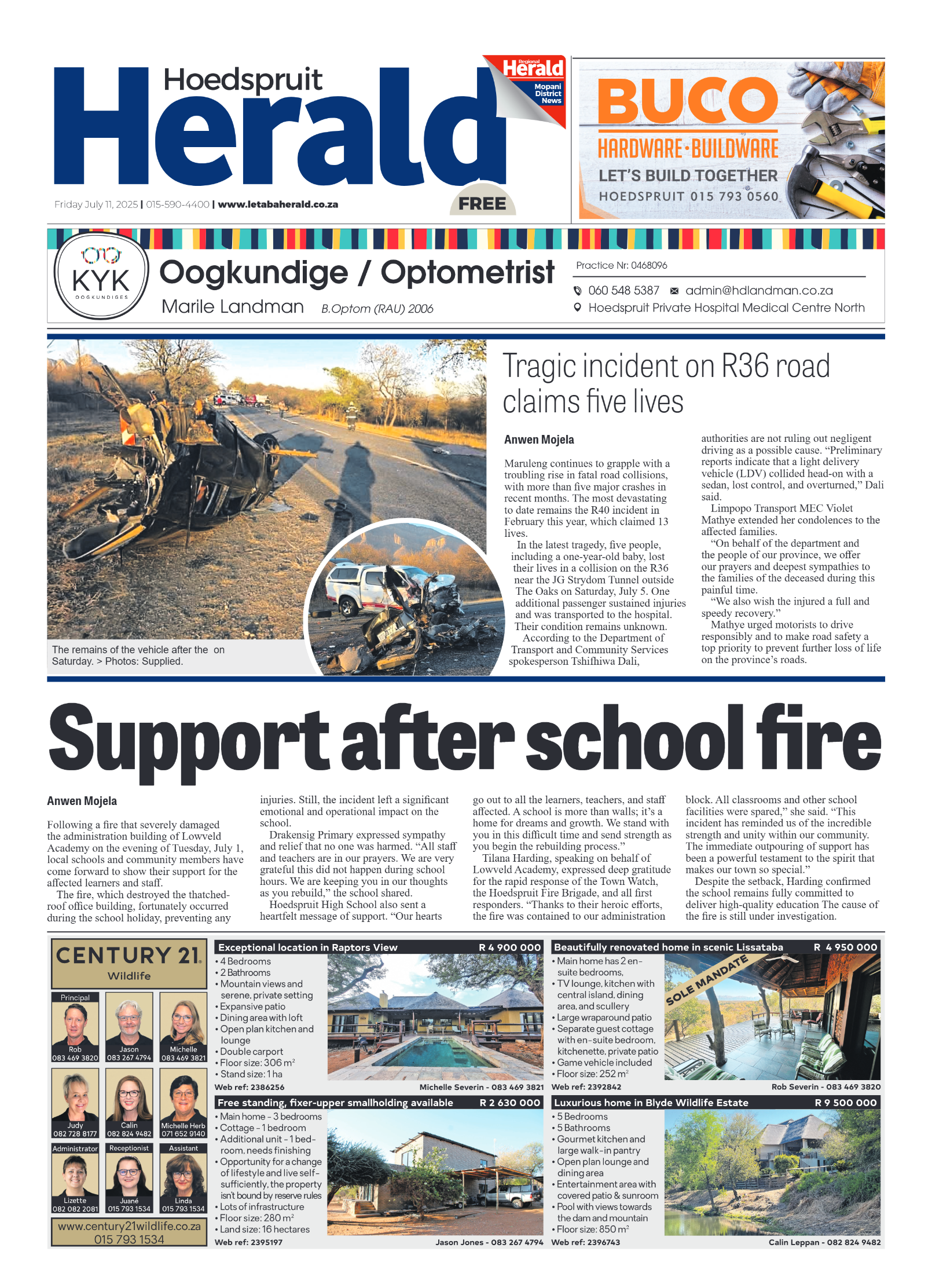 Hoedspruit Herald page 1