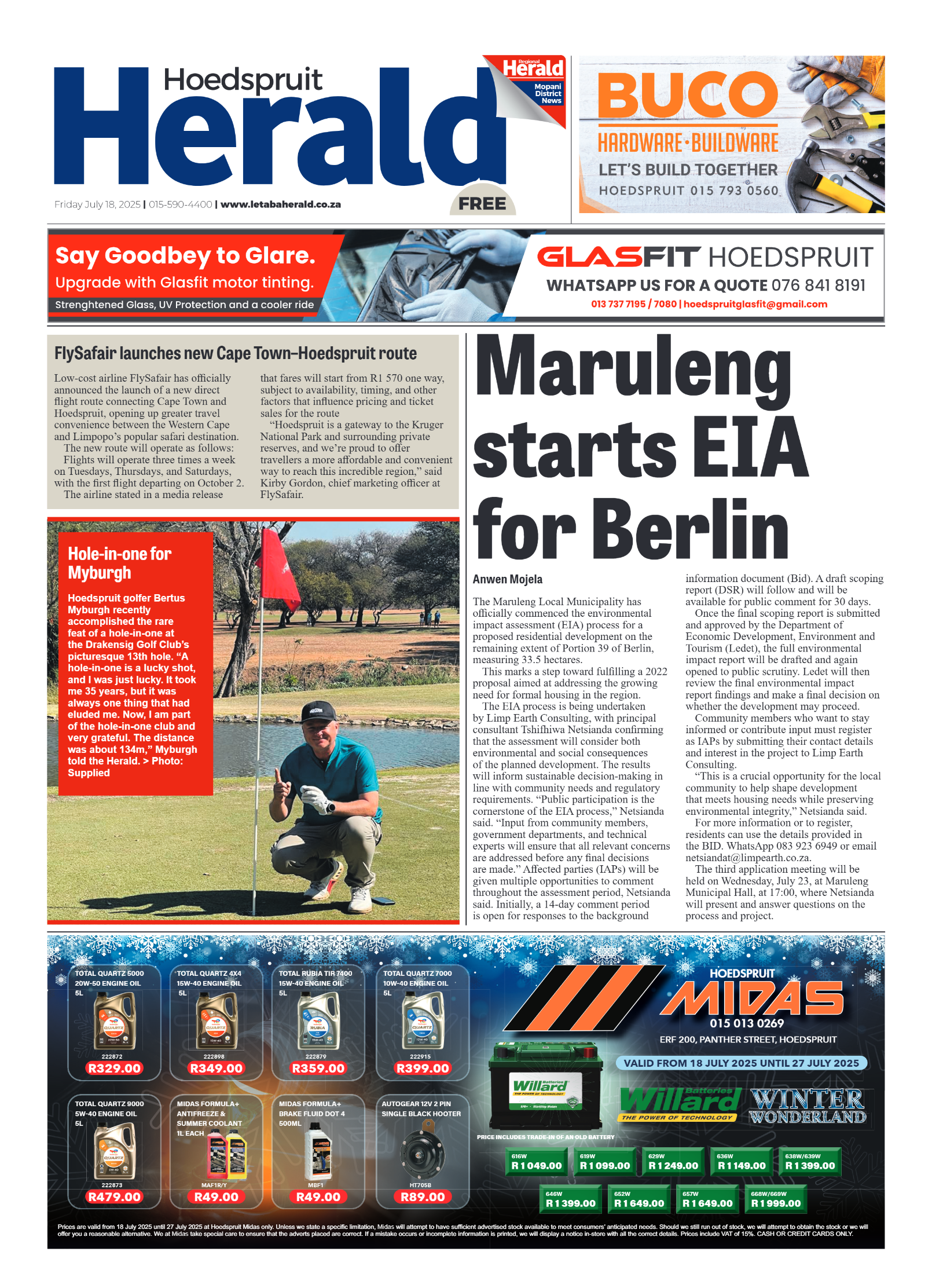 Hoedspruit Herald page 1