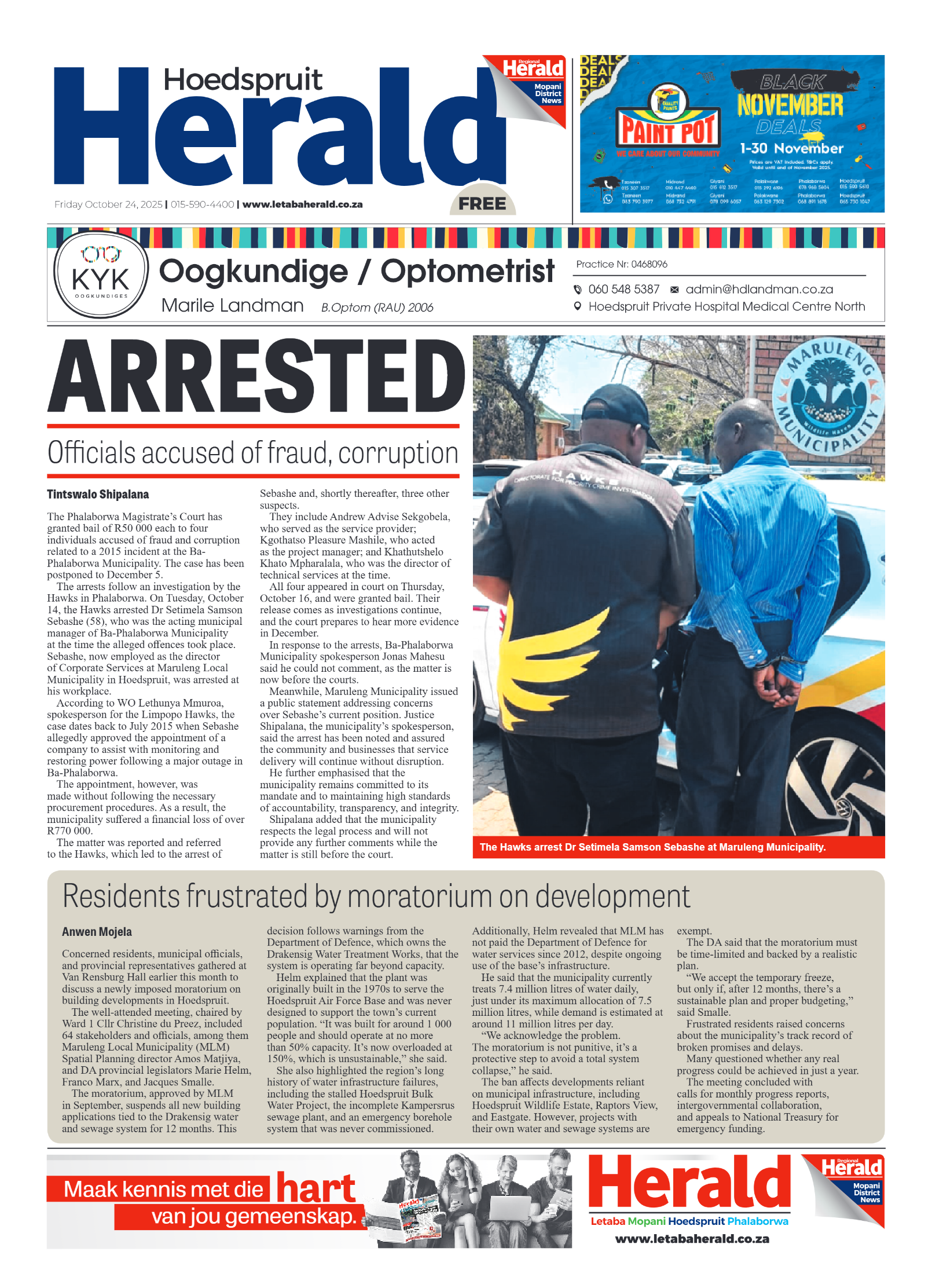 Hoedspruit Herald page 1