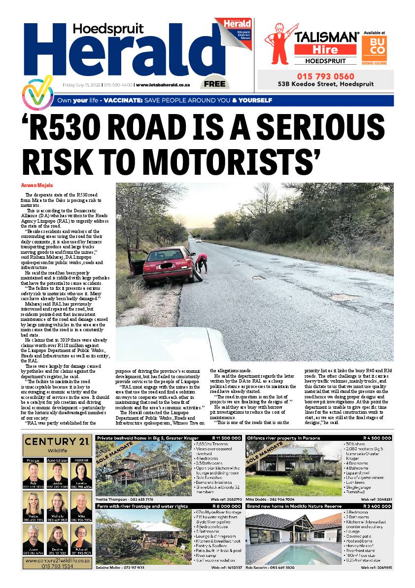 Hoedspruit Herald page 1