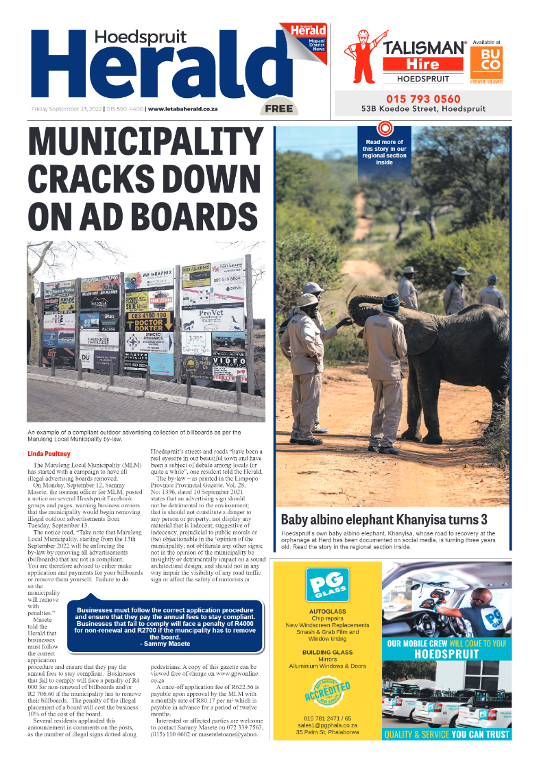 Hoedspruit Herald page 1