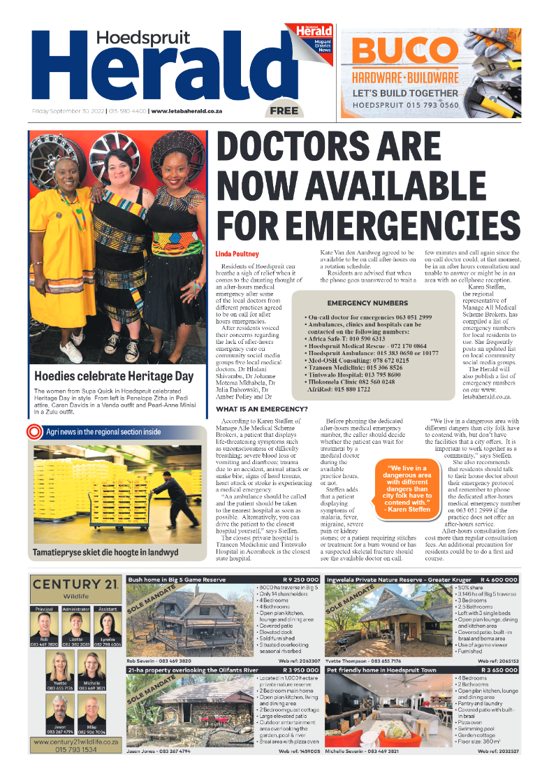 Hoedspruit Herald page 1