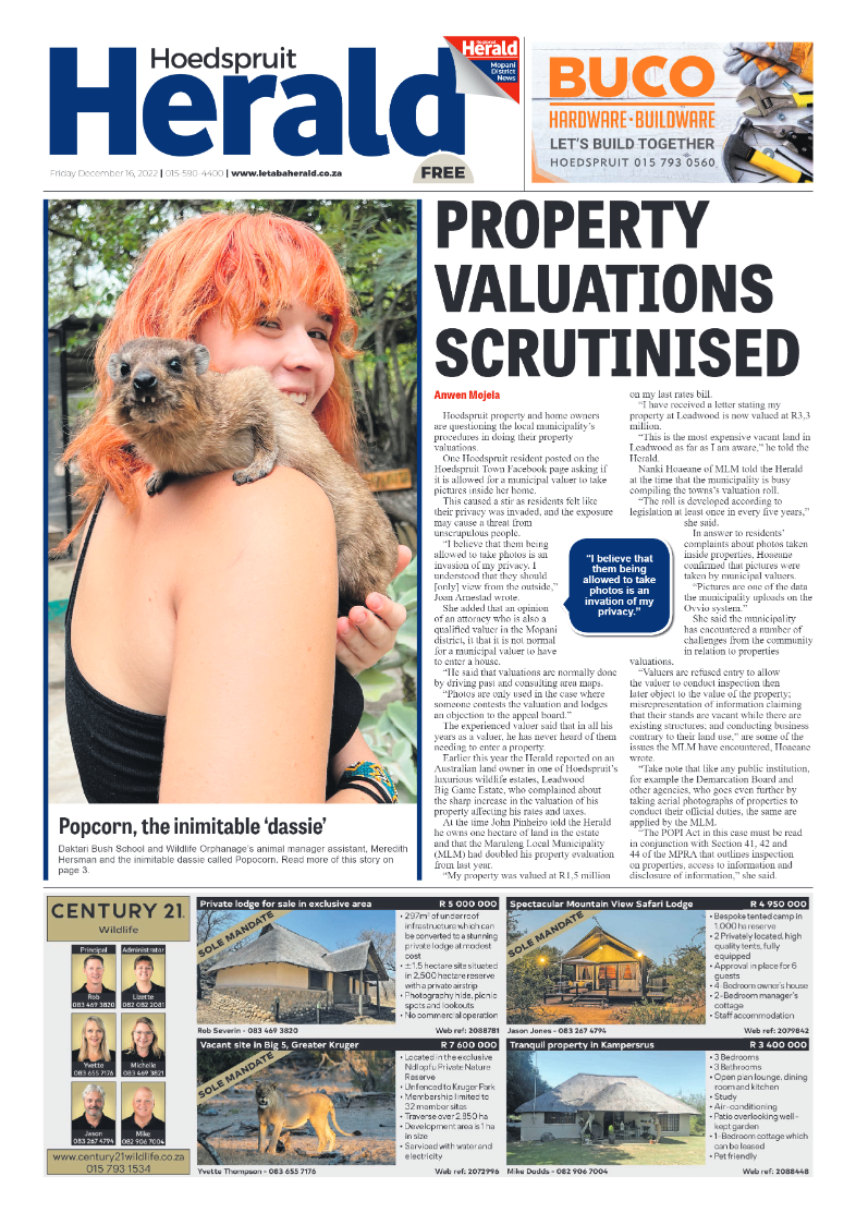 Hoedspruit Herald page 1