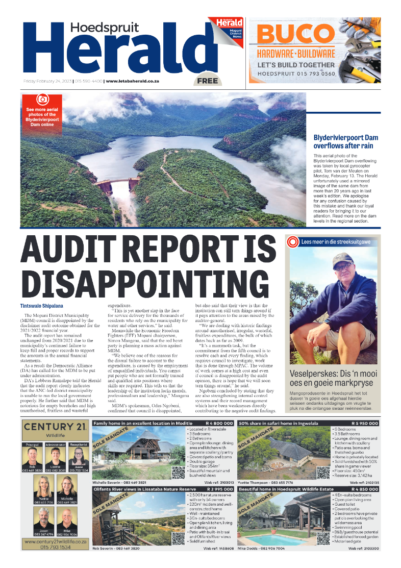 Hoedspruit Herald page 1