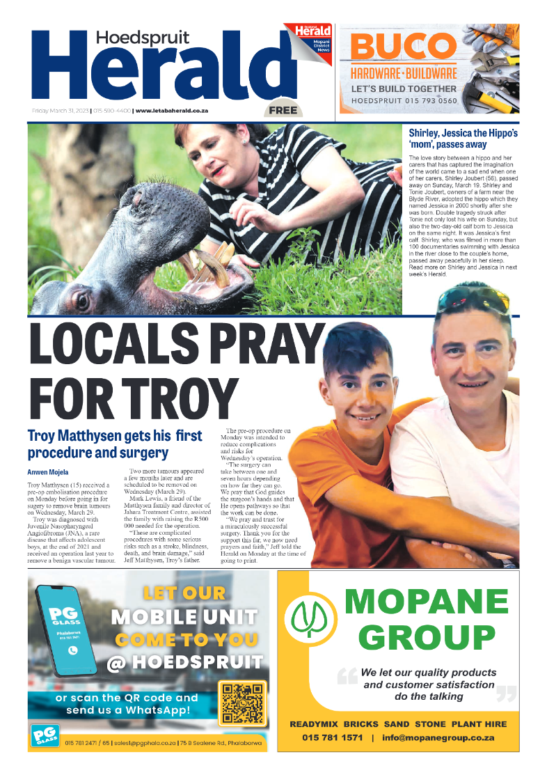 Hoedspruit Herald page 1