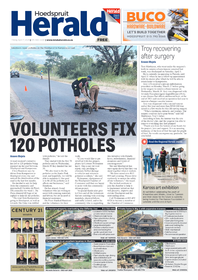 Hoedspruit Herald page 1