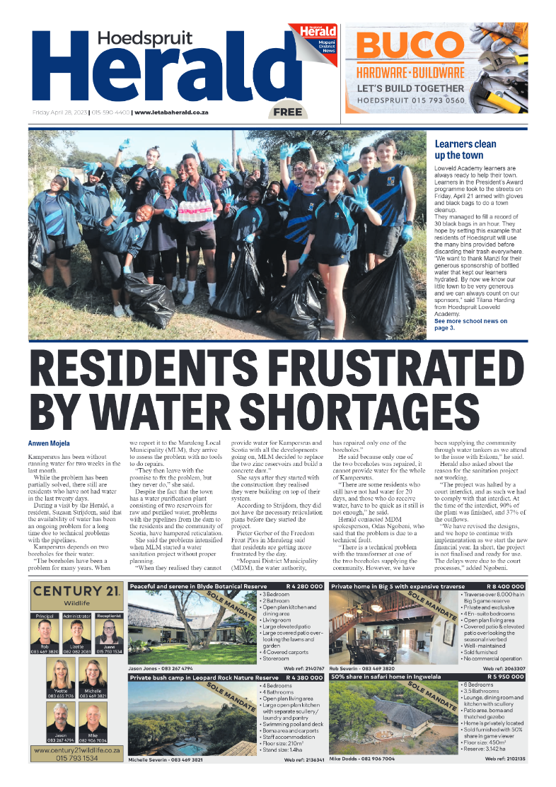 Hoedspruit Herald page 1