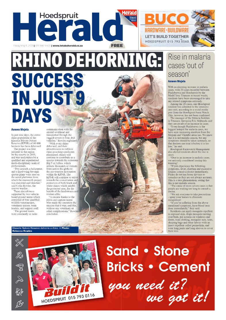 Hoedspruit Herald page 1