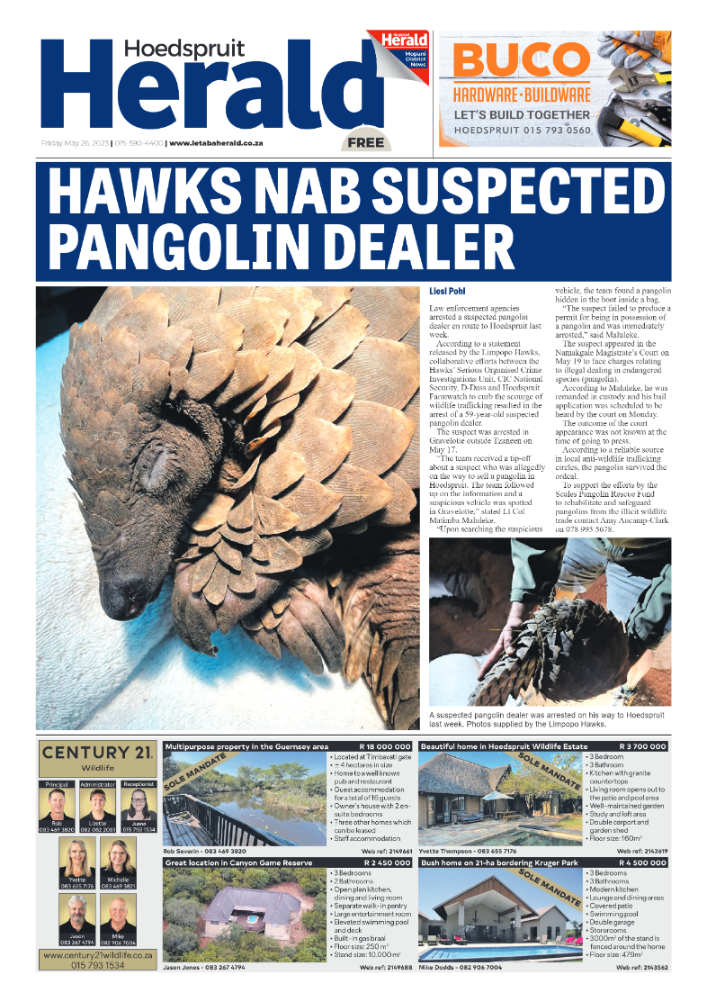 Hoedspruit Herald page 1