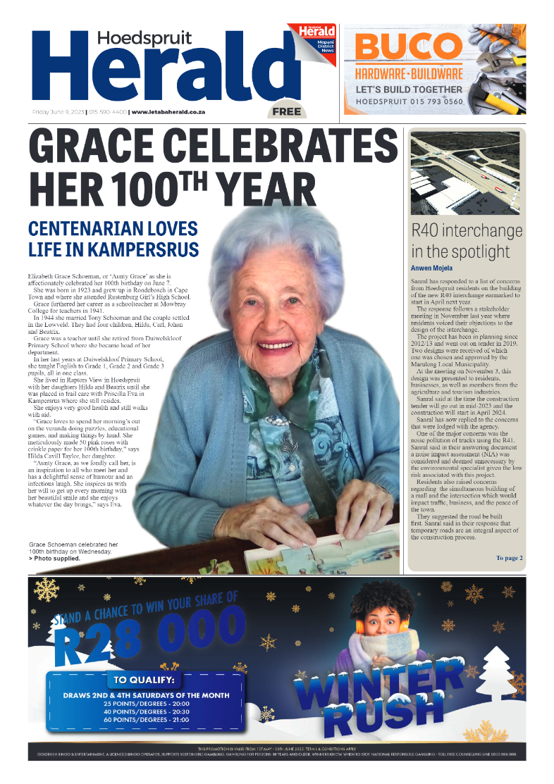 Hoedspruit Herald page 1