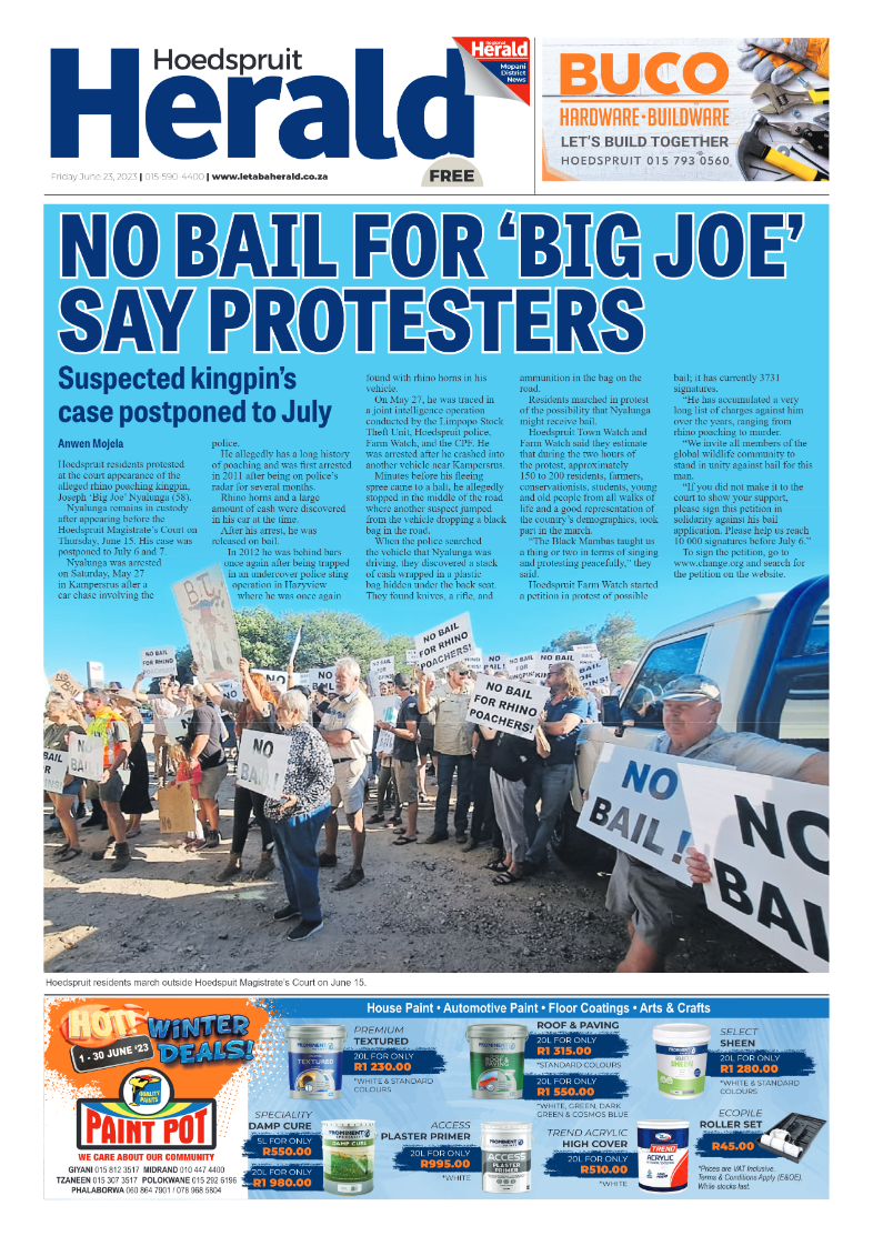 Hoedspruit Herald page 1