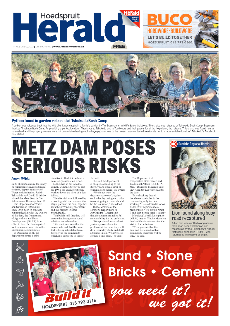 Hoedspruit Herald page 1