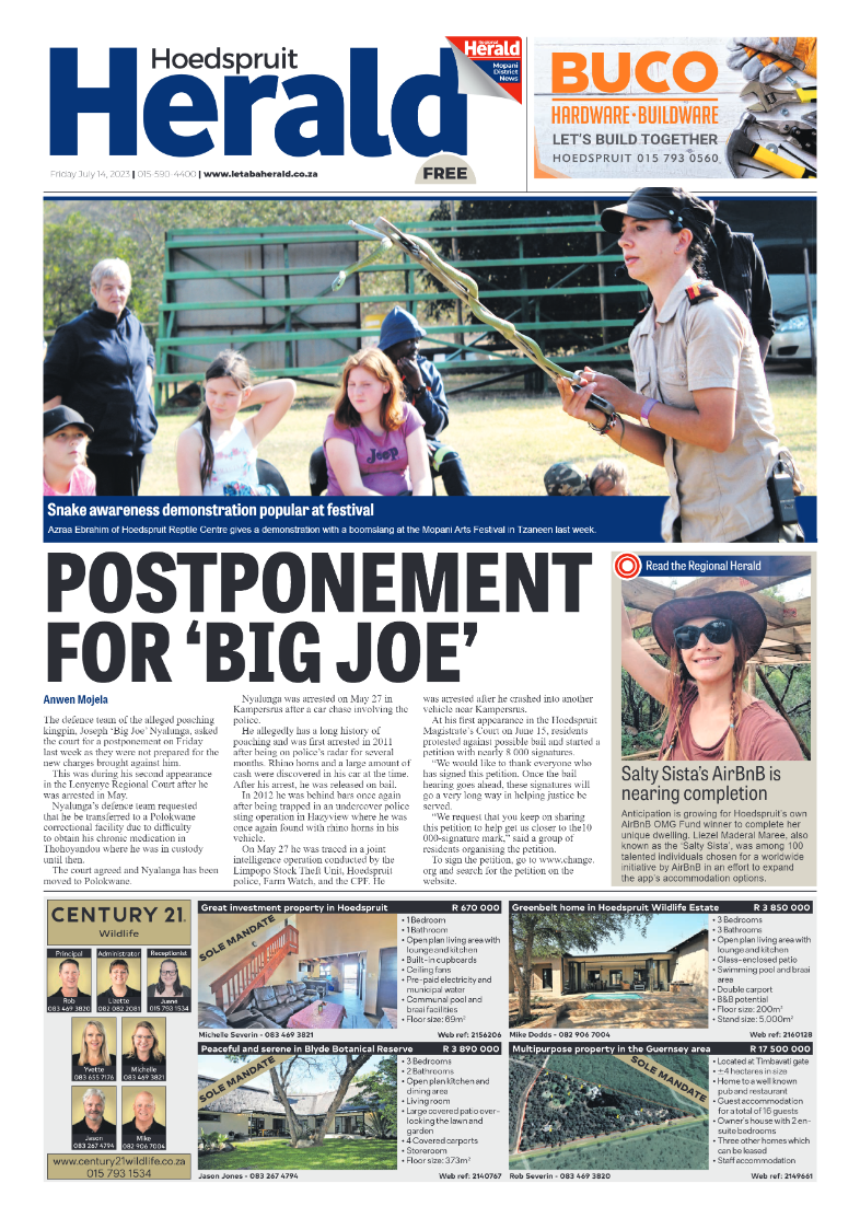 Hoedspruit Herald page 1