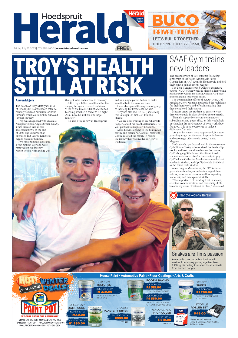 Hoedspruit Herald page 1