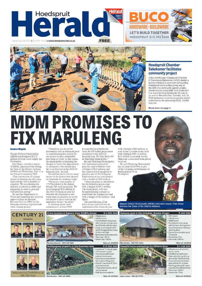 Hoedspruit Herald page 1