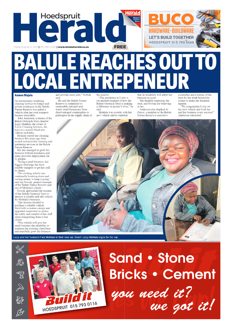 Hoedspruit Herald page 1