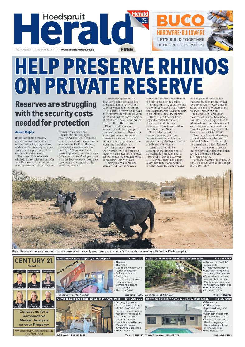 Hoedspruit Herald page 1