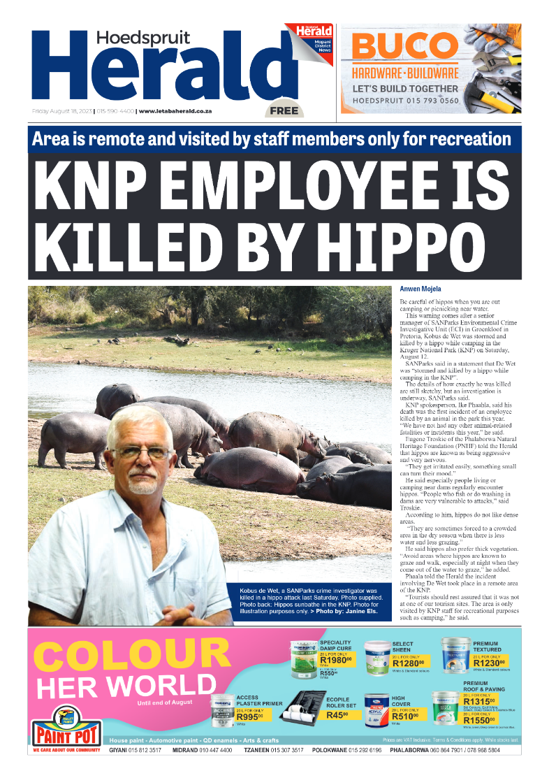 Hoedspruit Herald page 1