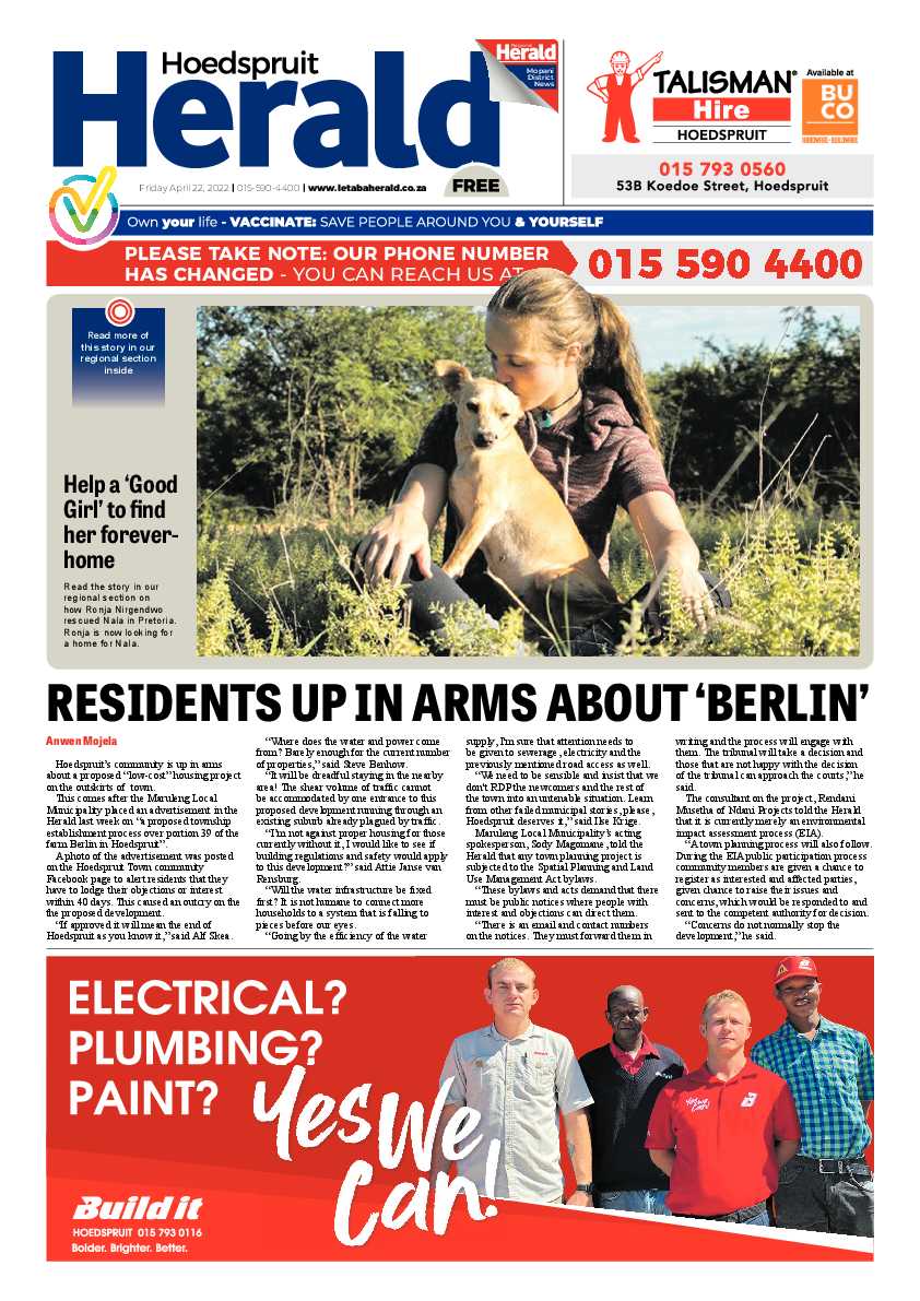 Hoedspruit Herald page 1