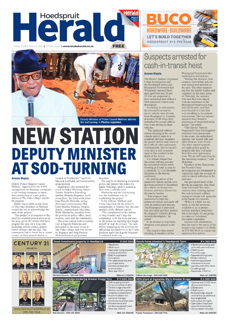 Hoedspruit Herald page 1
