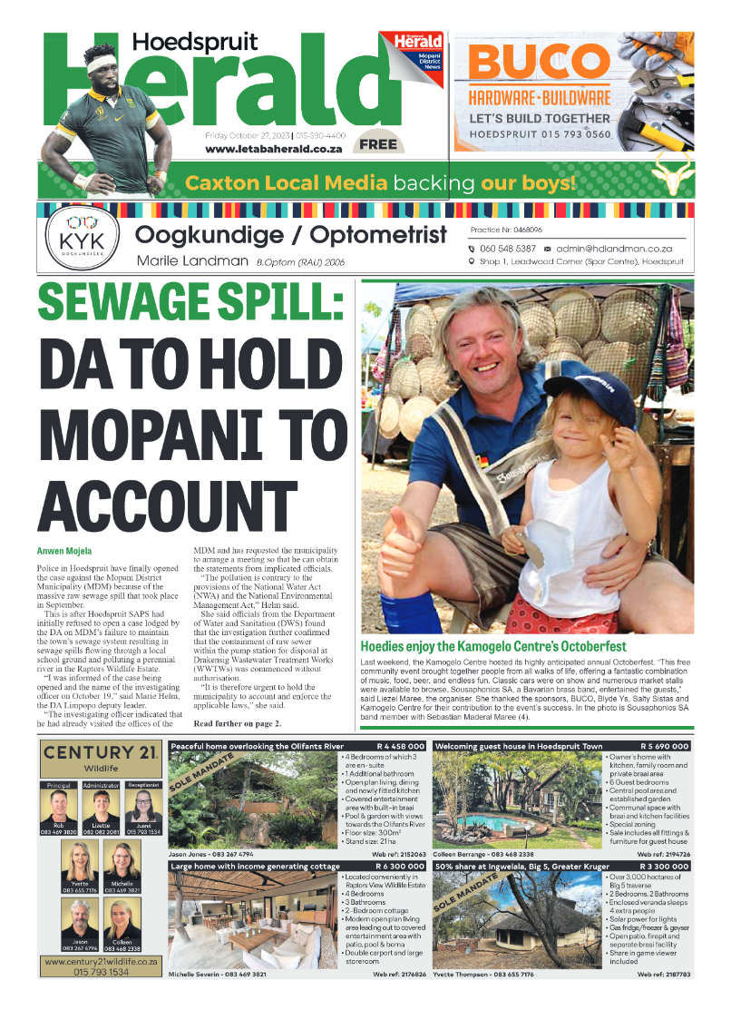Hoedspruit Herald page 1