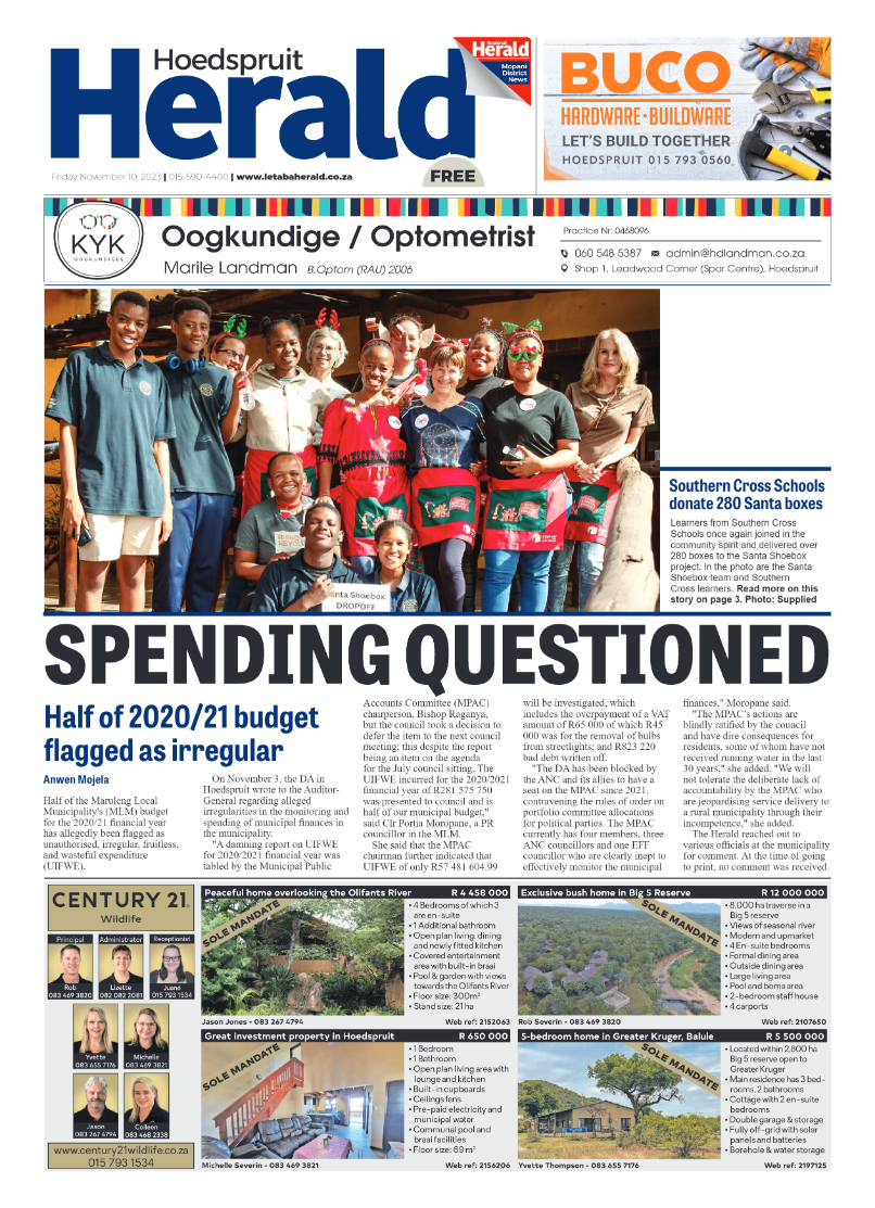 Hoedspruit Herald page 1