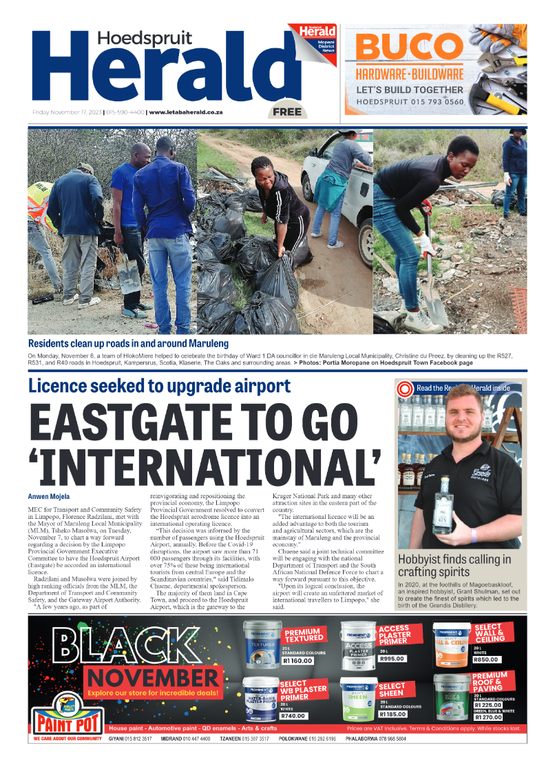 Hoedspruit Herald page 1