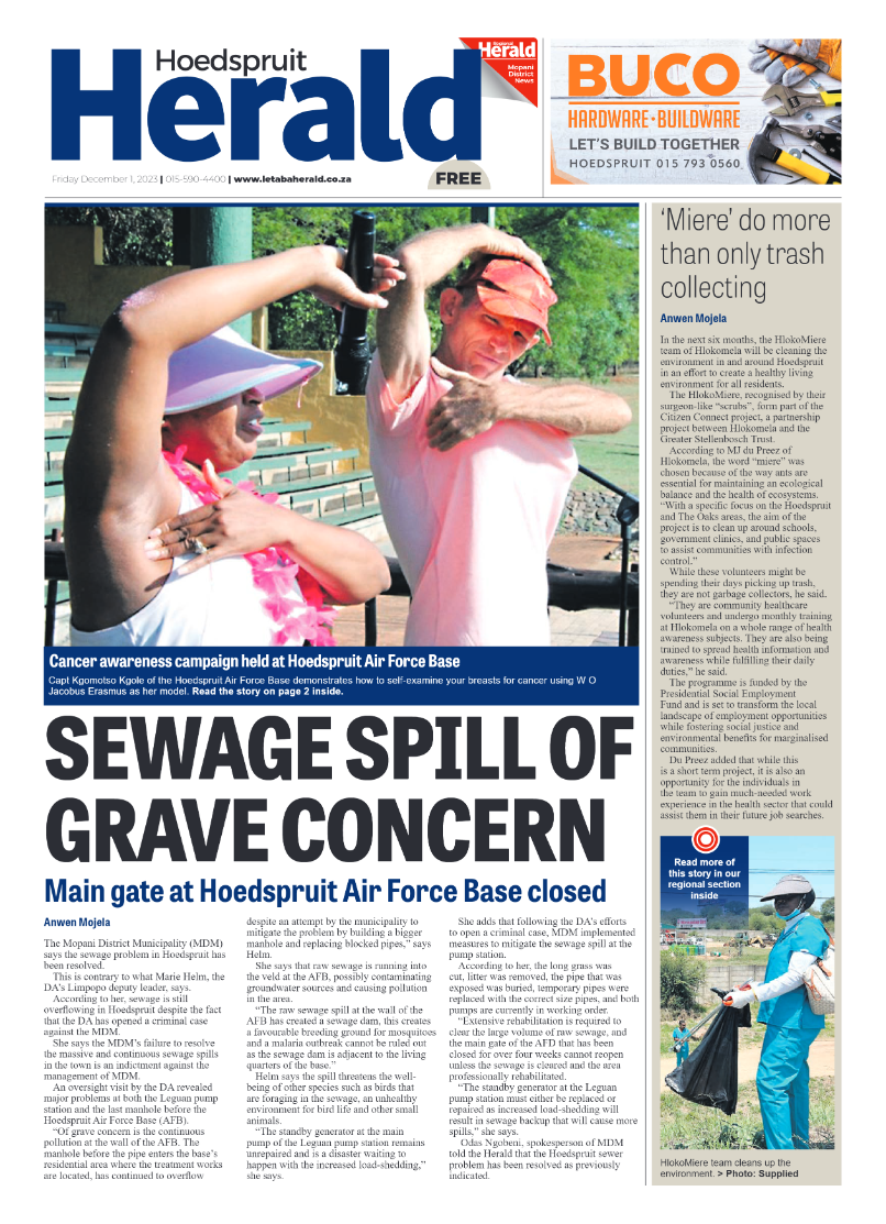 Hoedspruit Herald page 1