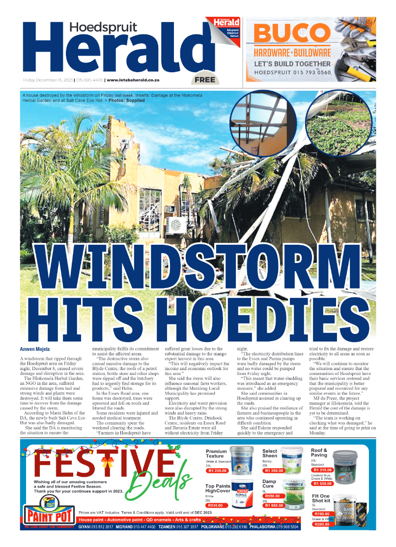 Hoedspruit Herald page 1