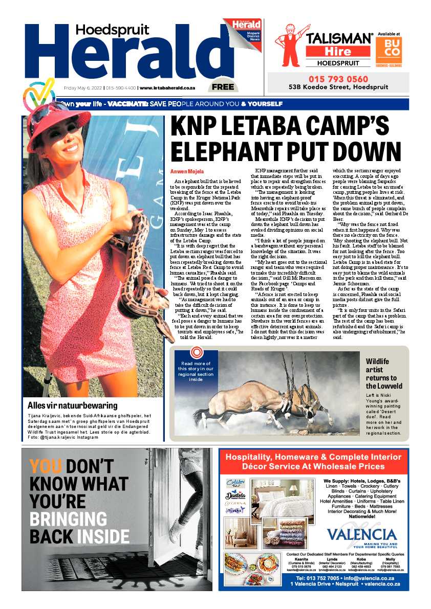 Hoedspruit Herald page 1
